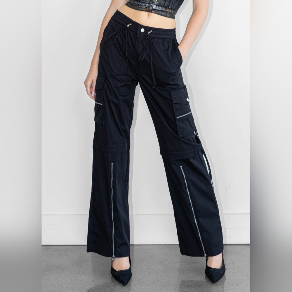 #84 🛑M BOHO CHIC FABULOUS WIDE LEG CARGO PANTS - Picture 6 of 10
